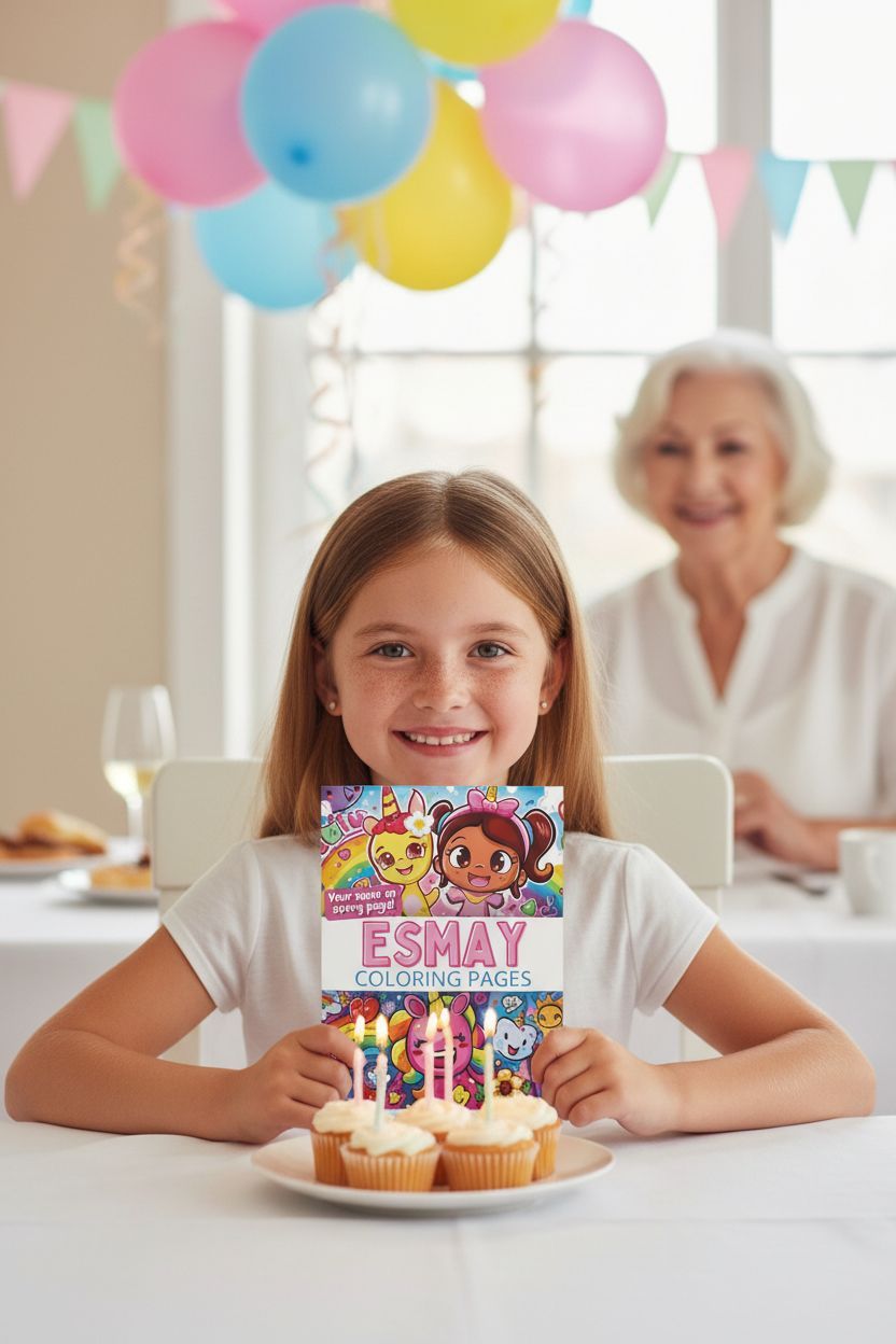 Esmay coloring book in use