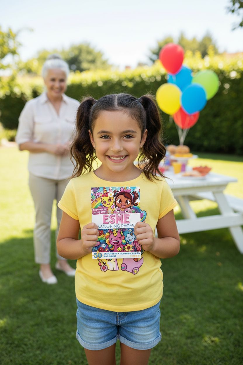 Esme coloring book in use