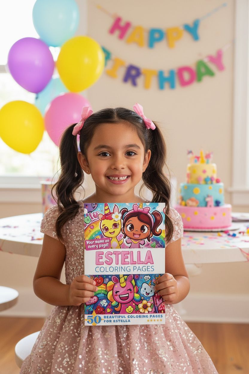 Estella coloring book in use