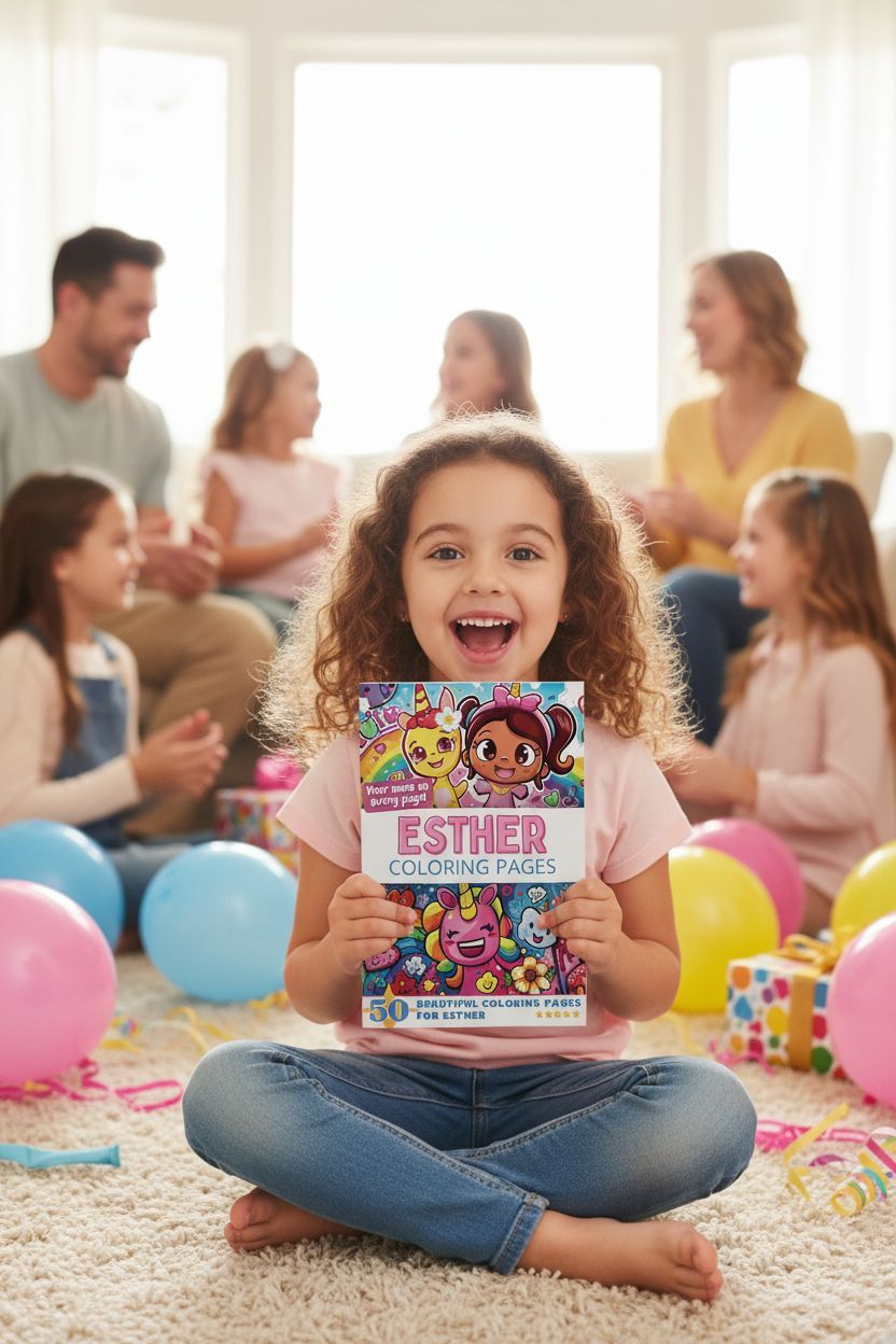 Esther coloring book in use