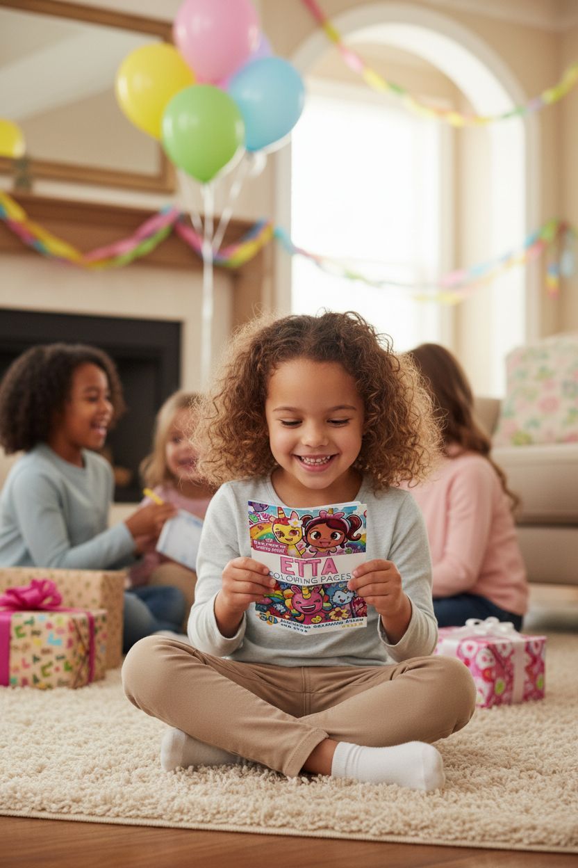 Etta coloring book in use