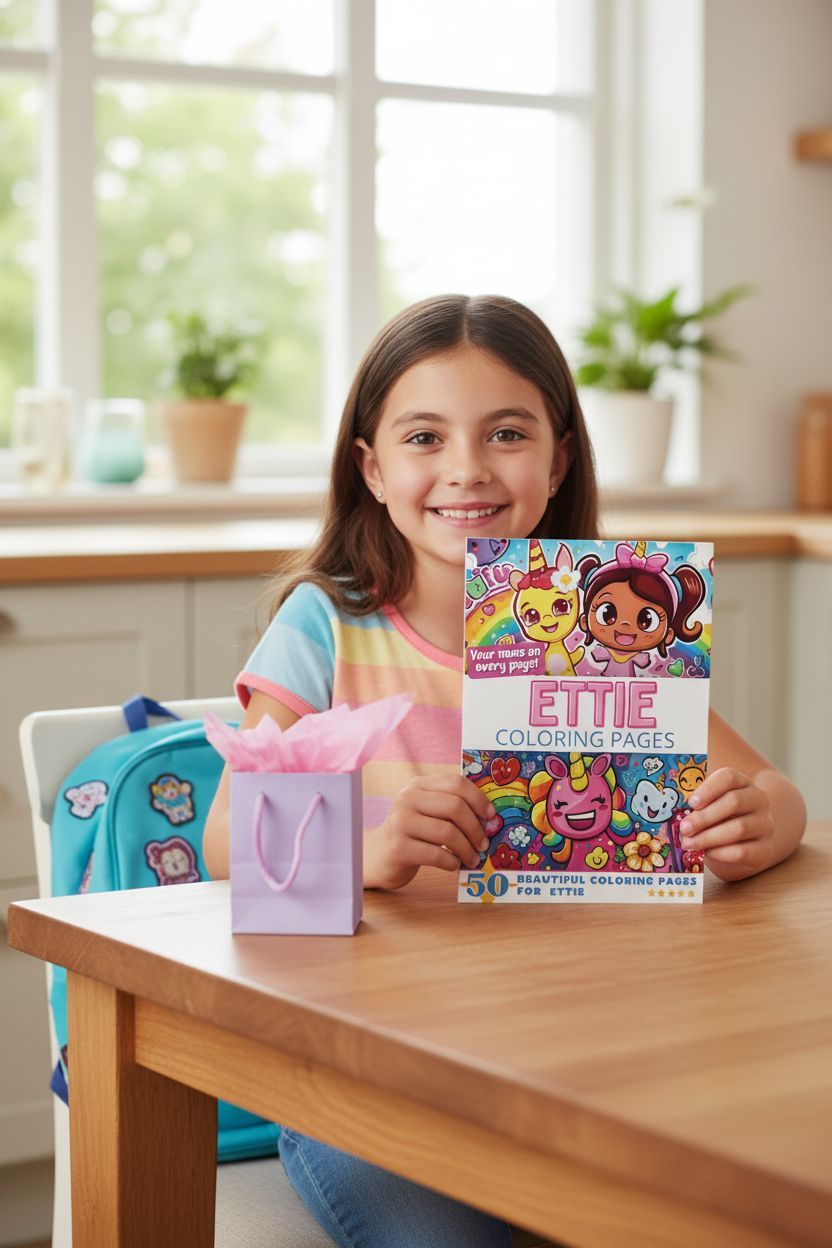 Ettie coloring book in use