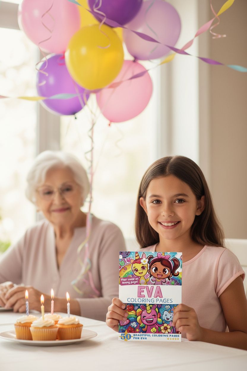 Eva coloring book in use
