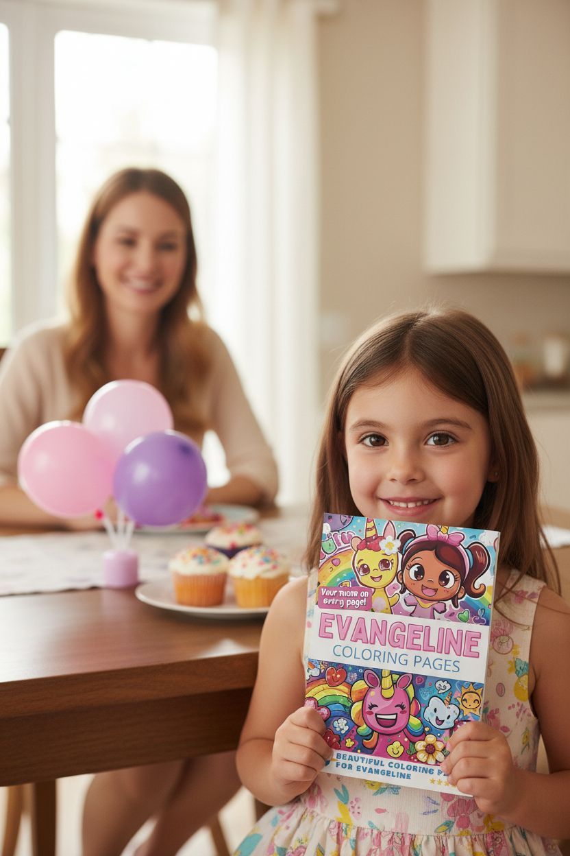 Evangeline coloring book in use