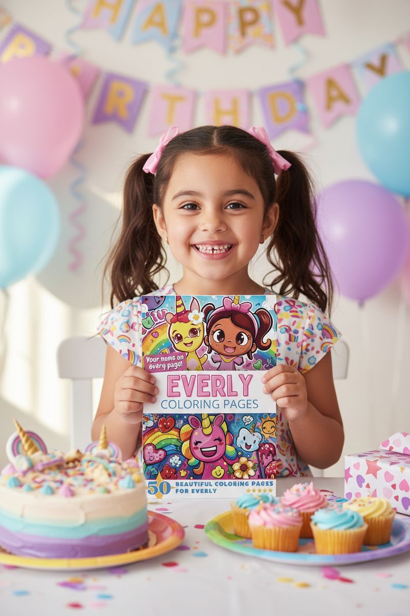 Everly coloring book in use