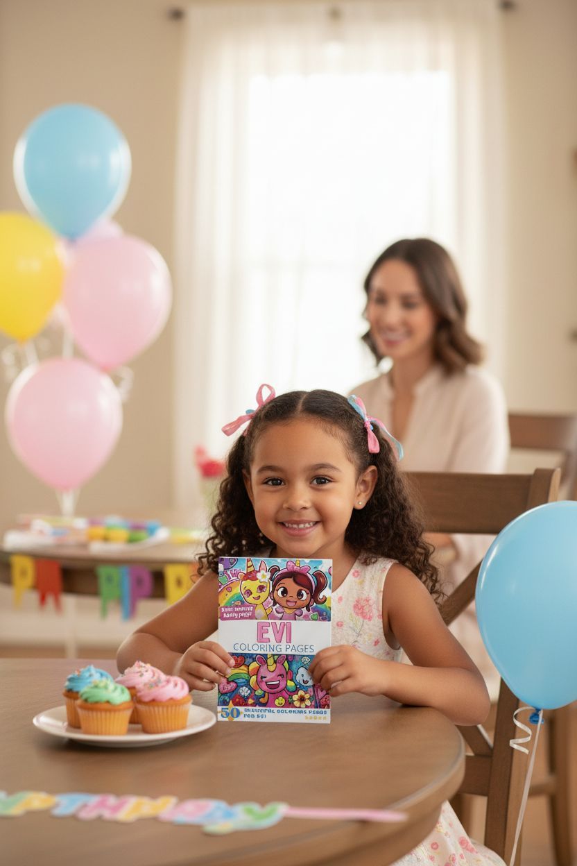 Evi coloring book in use