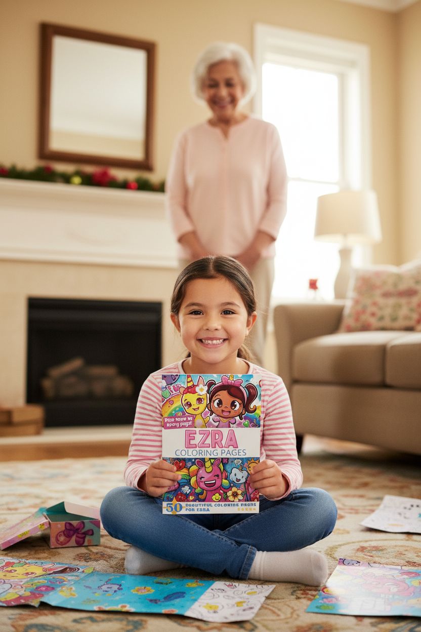 Ezra coloring book in use