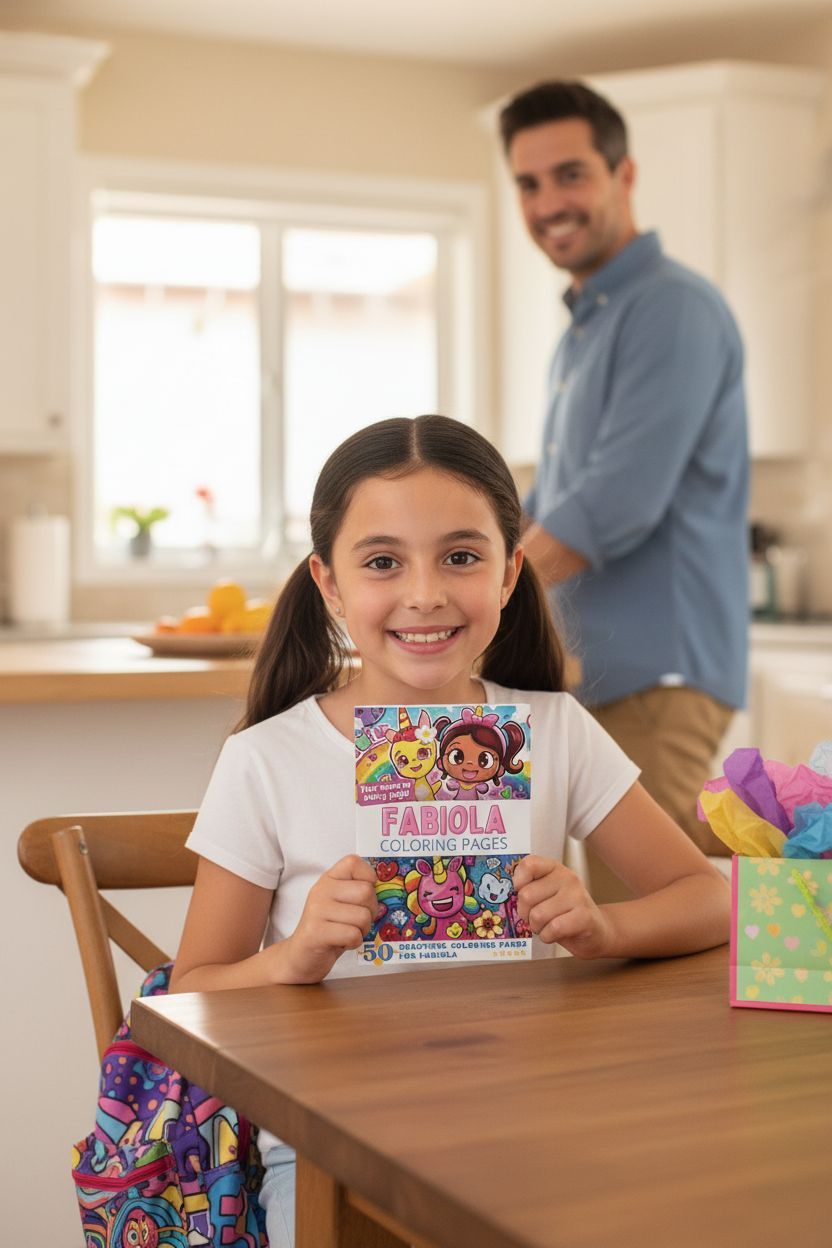 Fabiola coloring book in use