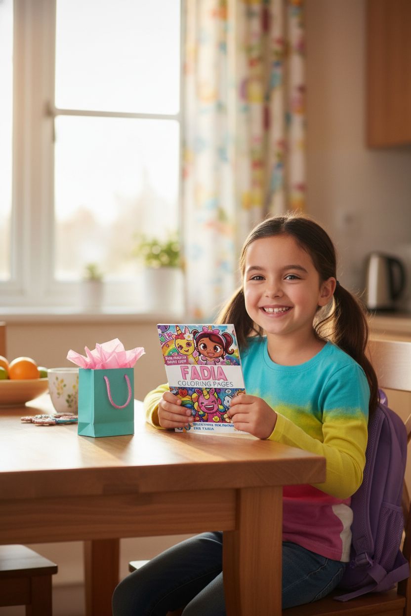 Fadia coloring book in use