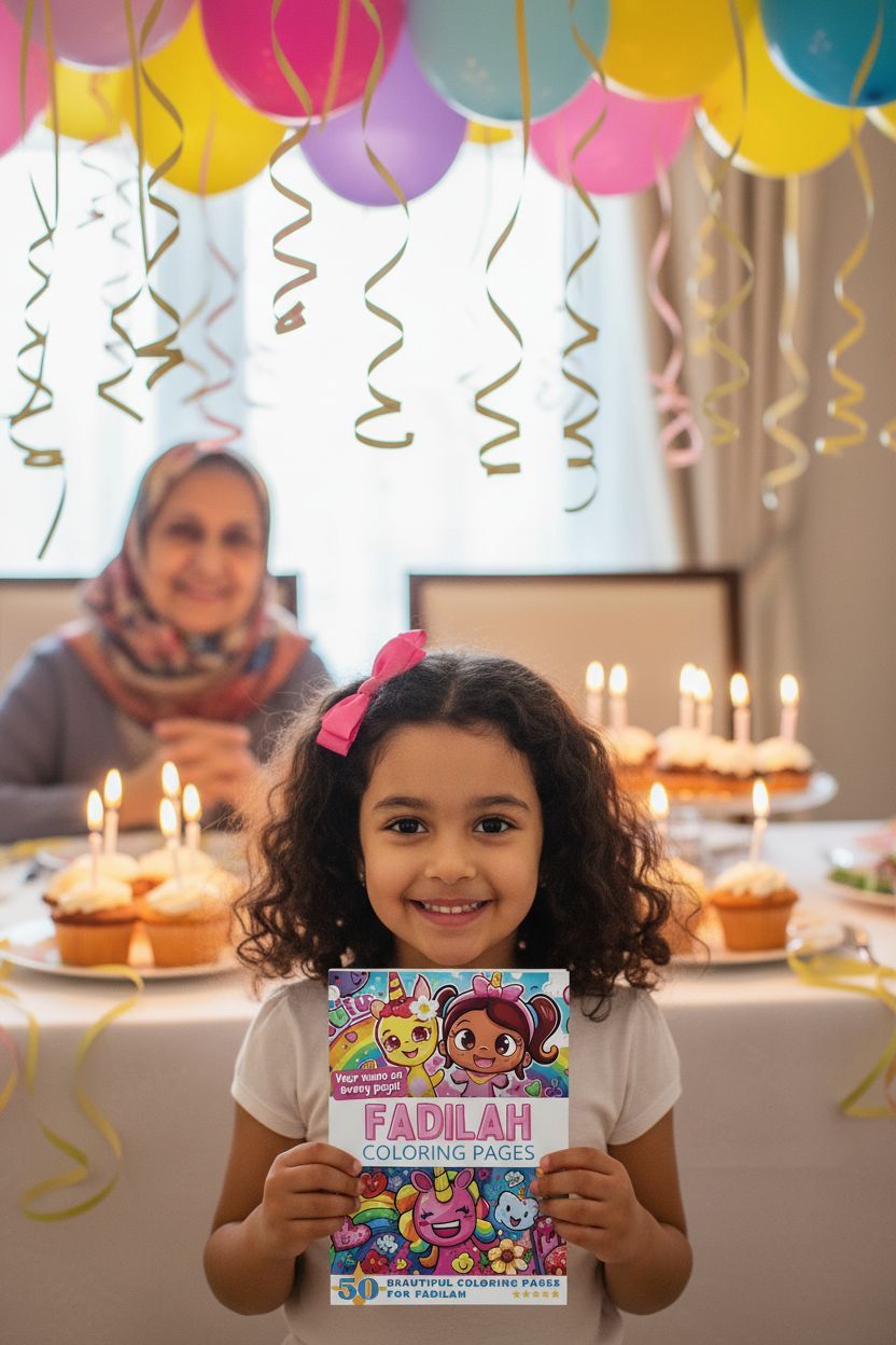 Fadilah coloring book in use