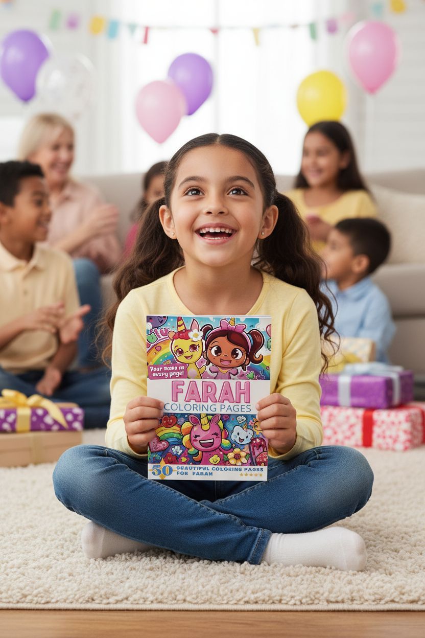Farah coloring book in use