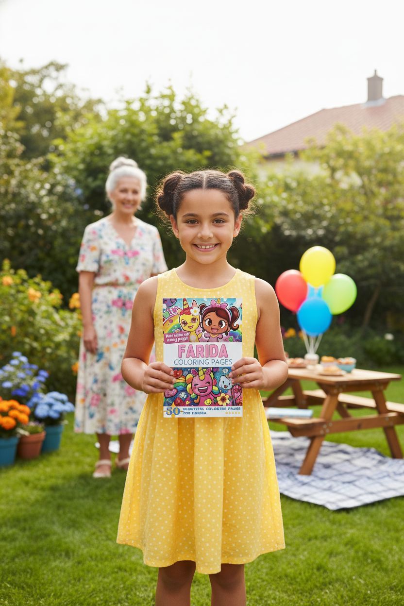 Farida coloring book in use