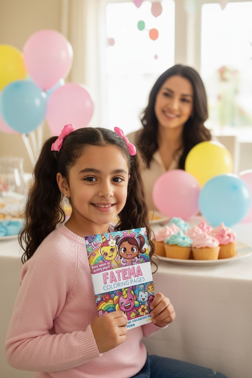 Fatema coloring book in use