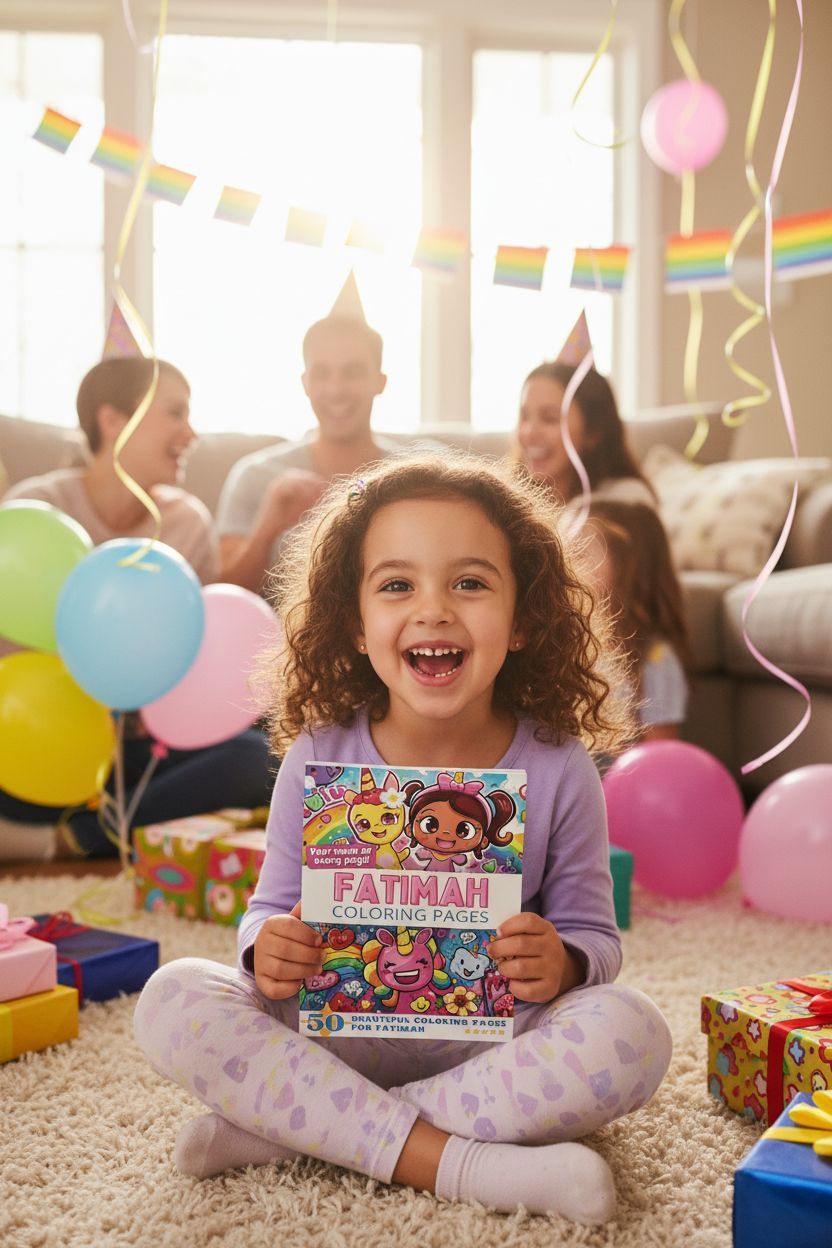 Fatimah coloring book in use