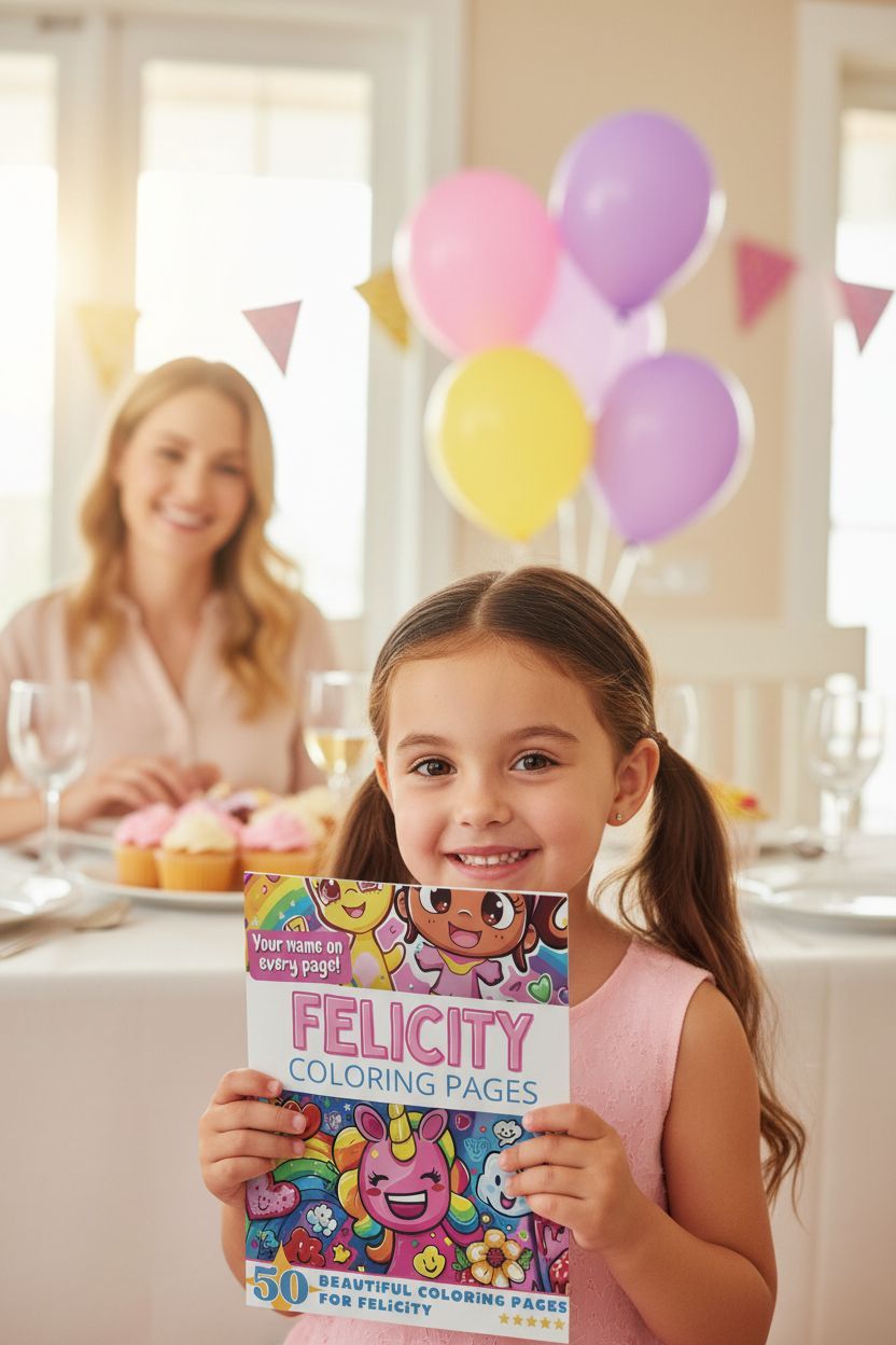 Felicity coloring book in use