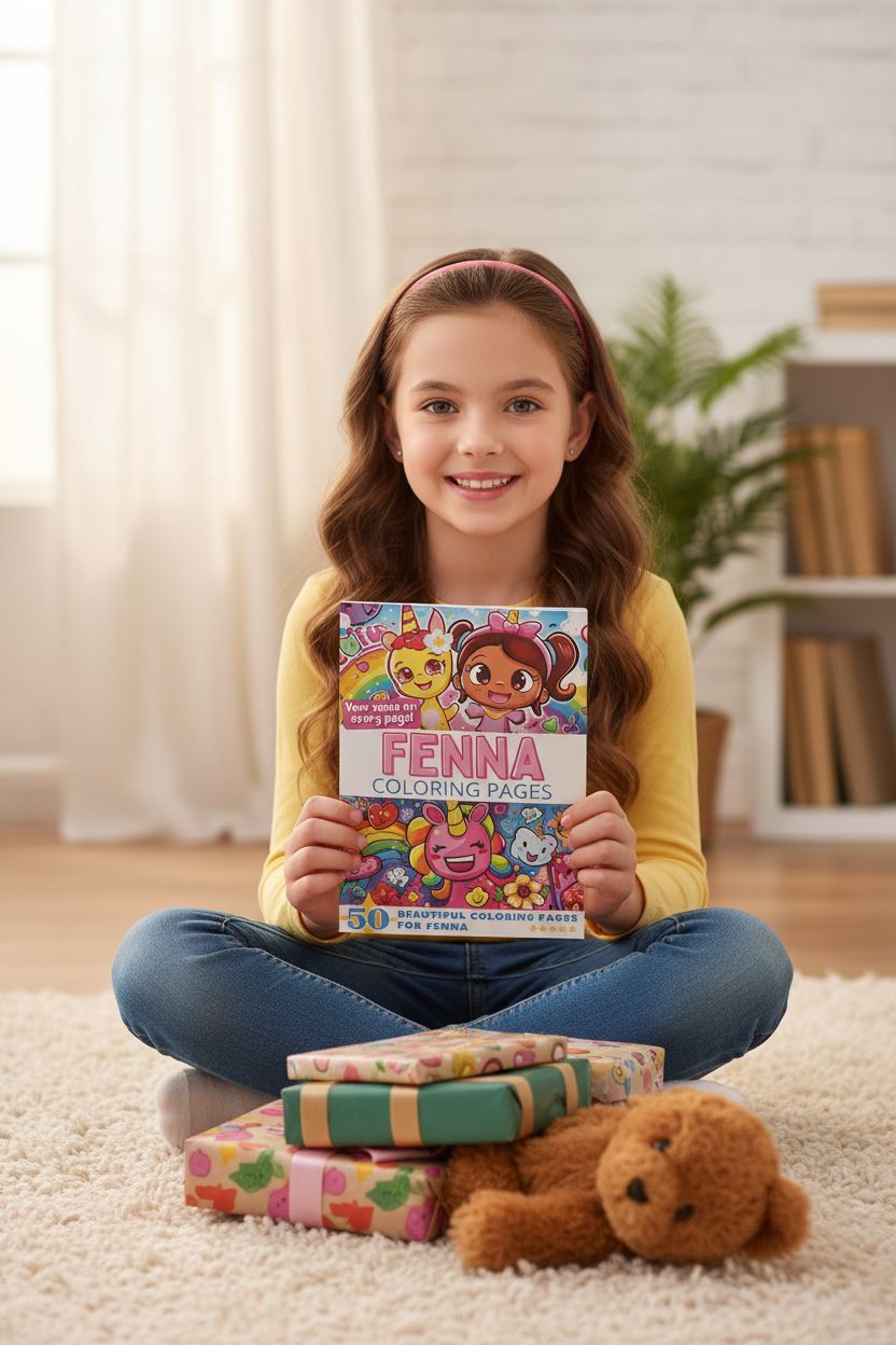 Fenna coloring book in use