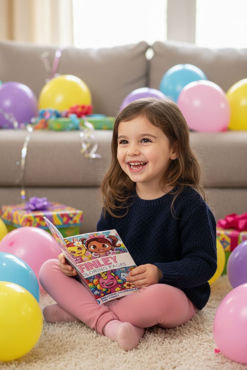 Finley coloring book in use