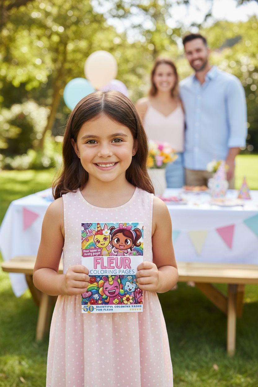 Fleur coloring book in use