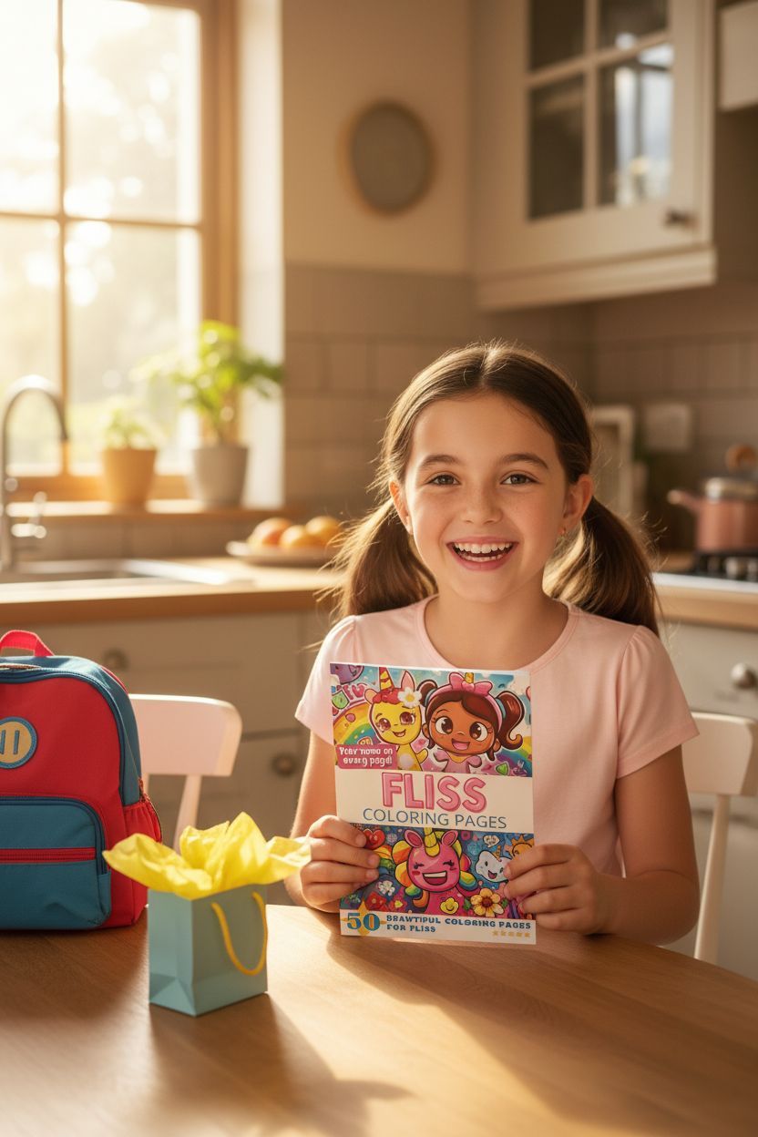 Fliss coloring book in use