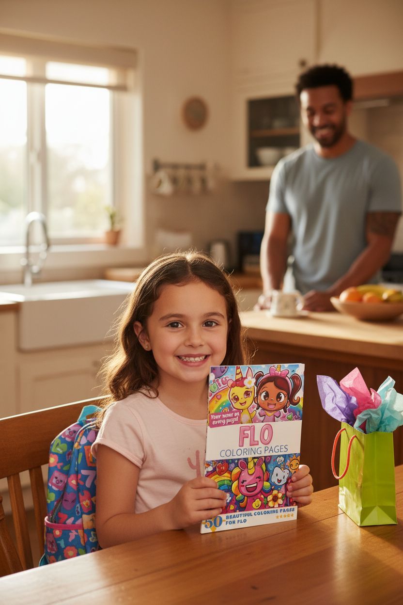 Flo coloring book in use