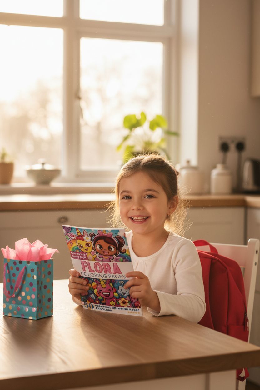 Flora coloring book in use