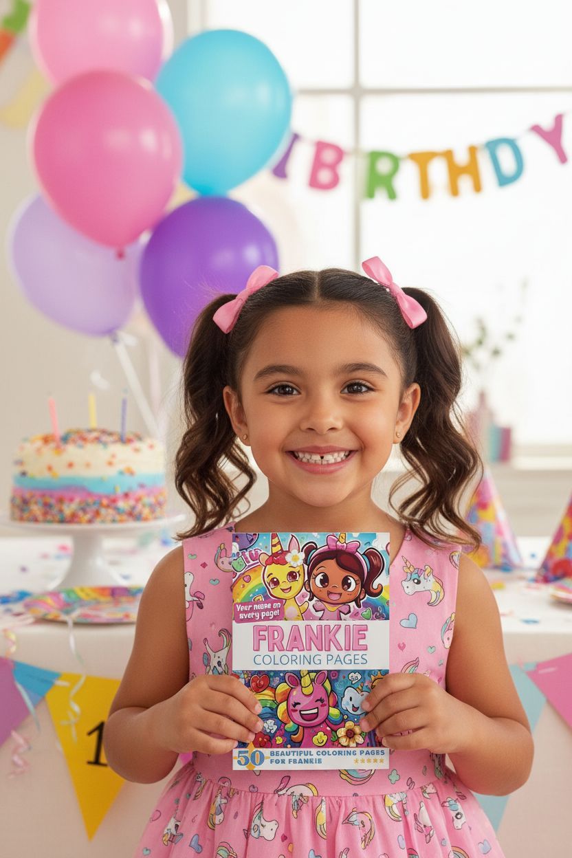 Frankie coloring book in use