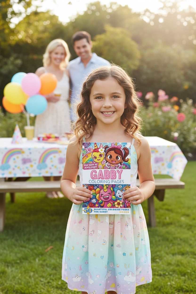 Gabby coloring book in use