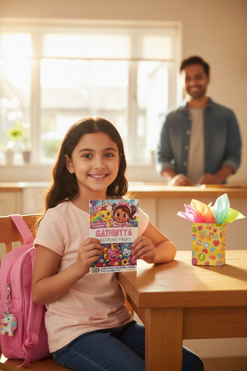 Gathbiyya coloring book in use