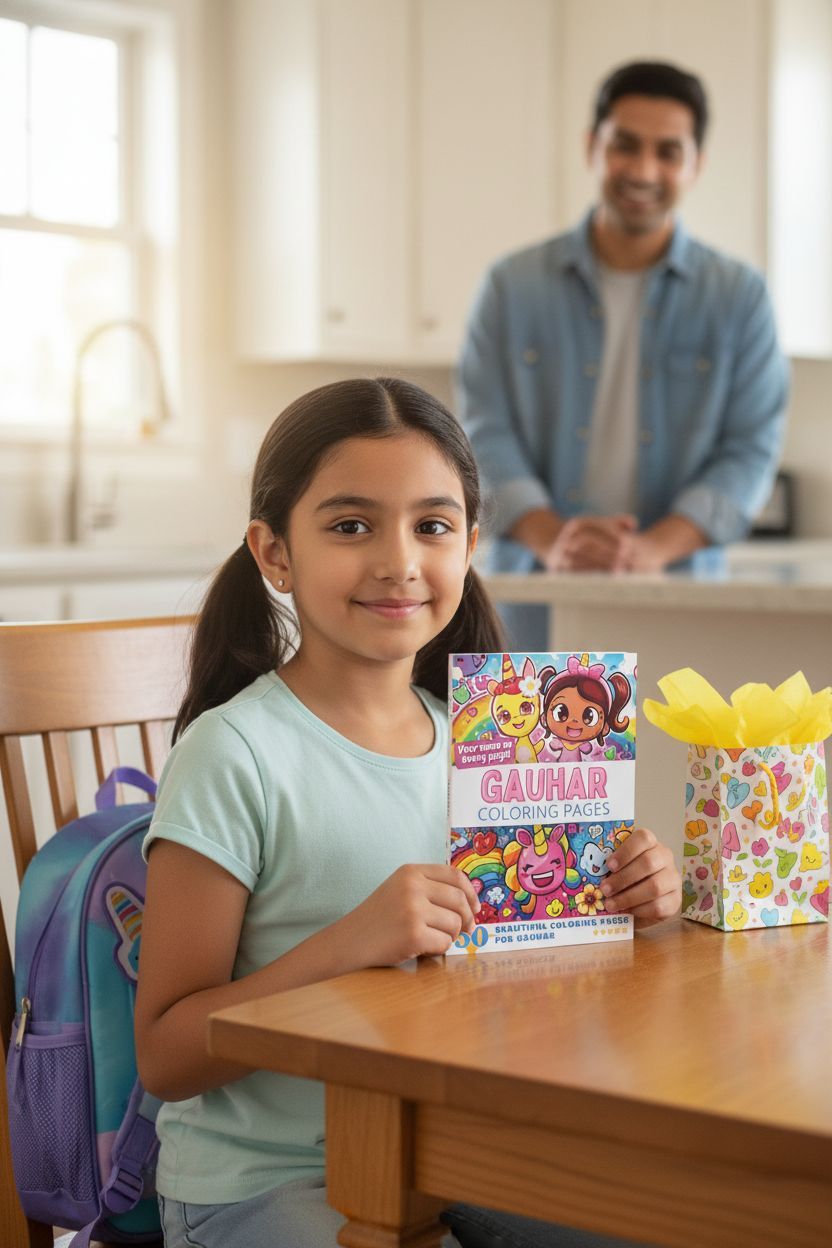 Gauhar coloring book in use