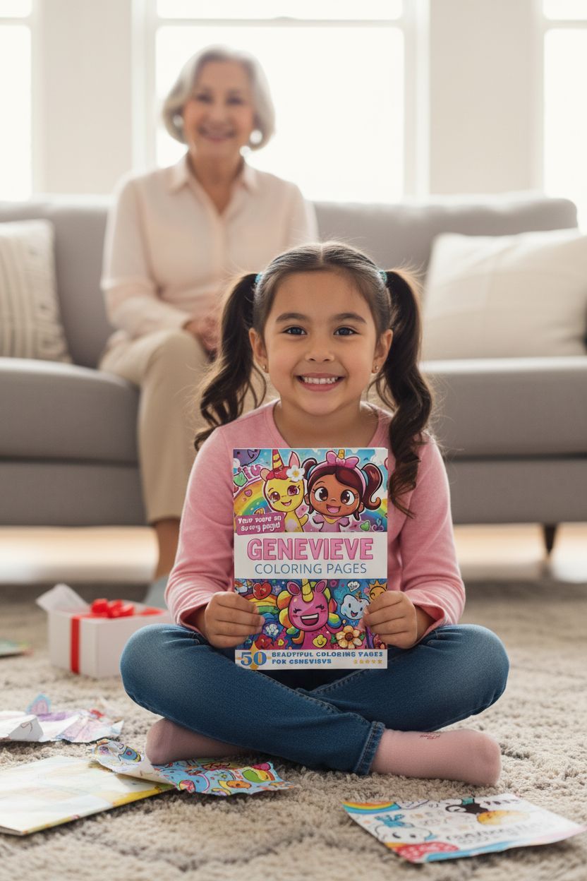 Genevieve coloring book in use