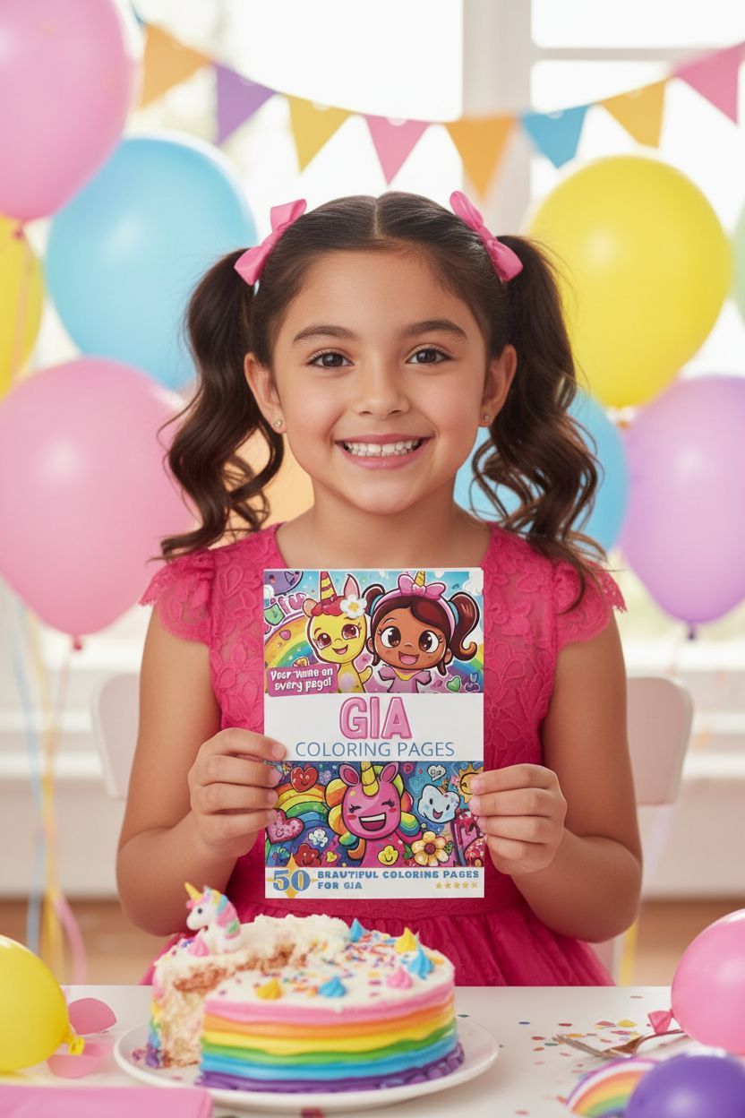 Gia coloring book in use
