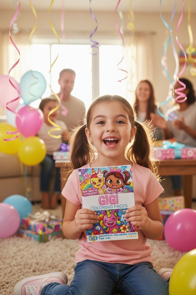 Gigi coloring book in use