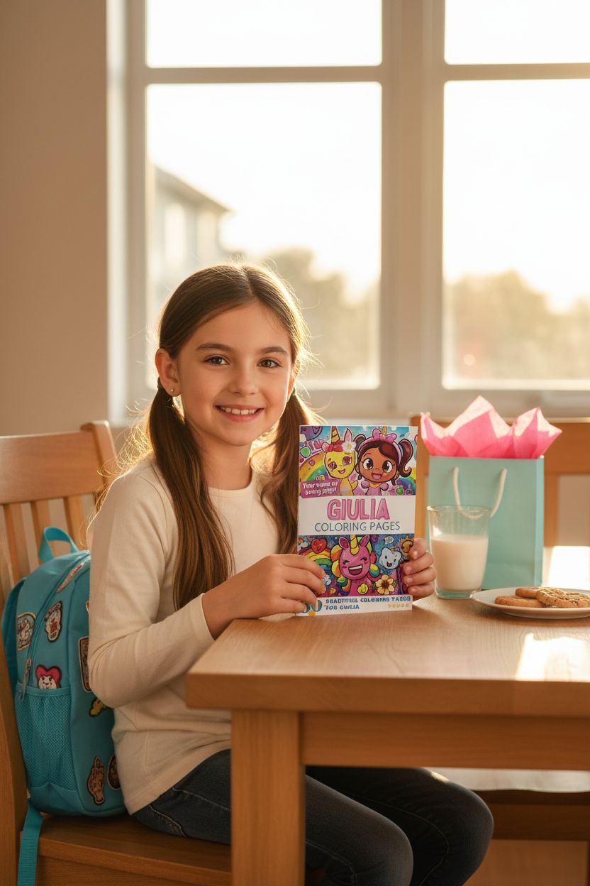 Giulia coloring book in use