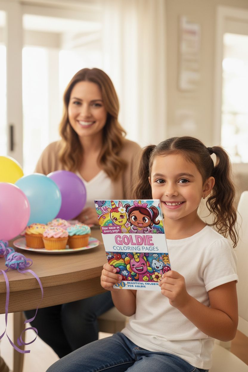 Goldie coloring book in use