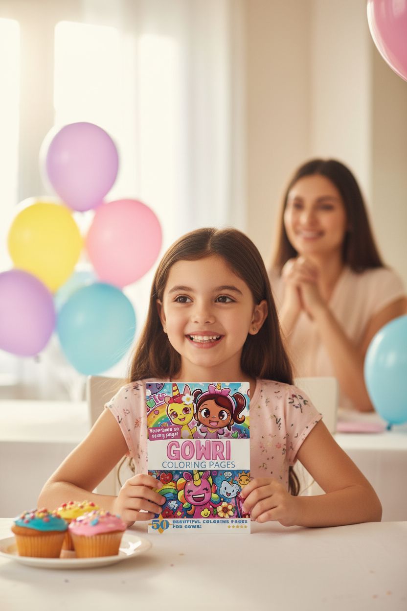 Gowri coloring book in use