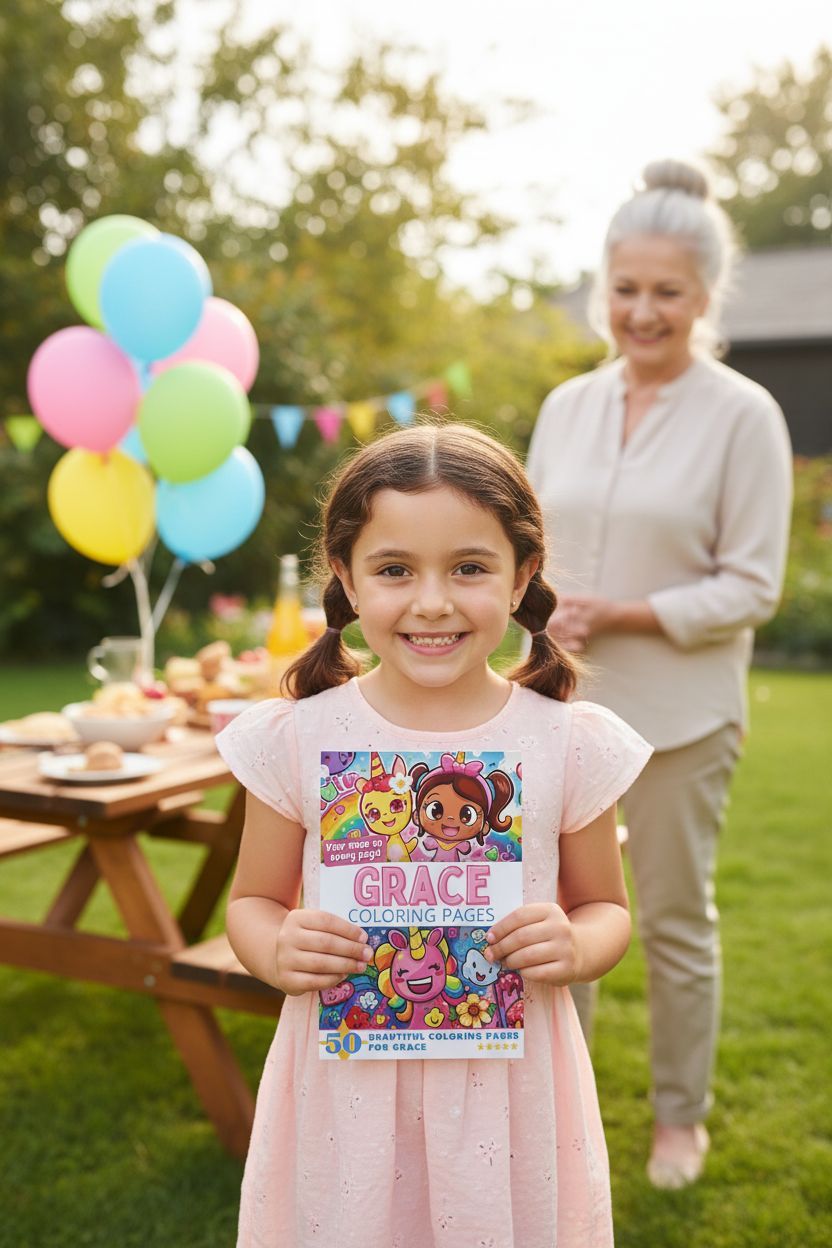 Grace coloring book in use