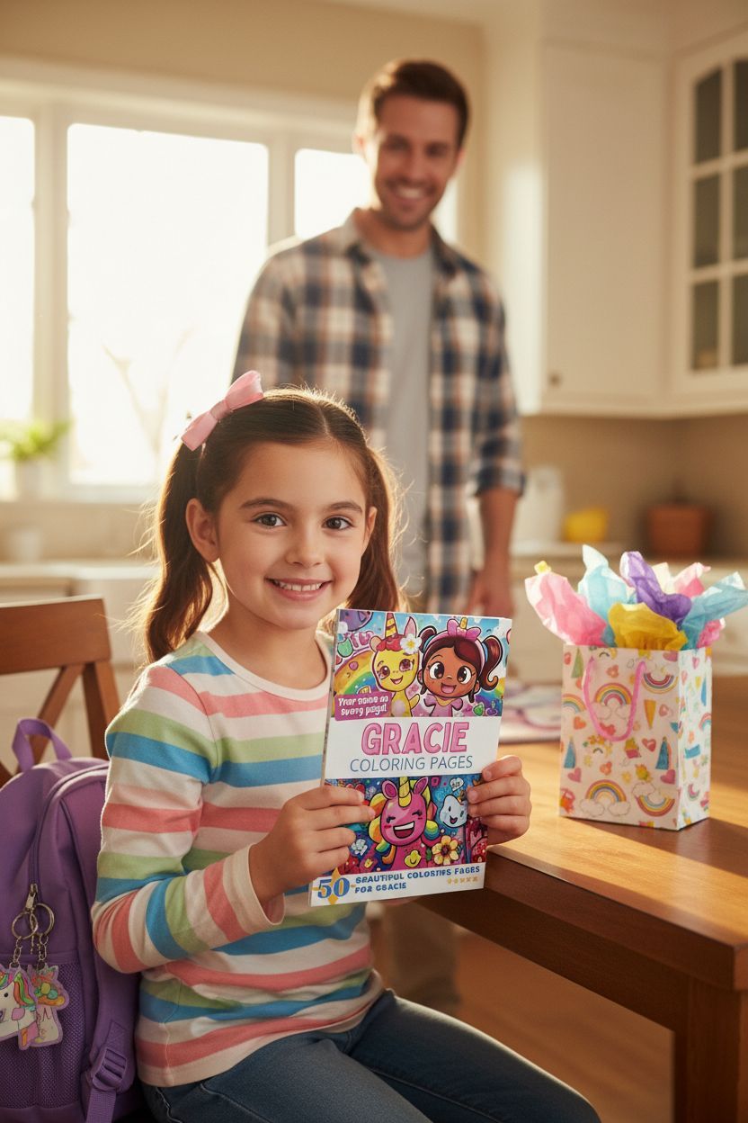 Gracie coloring book in use