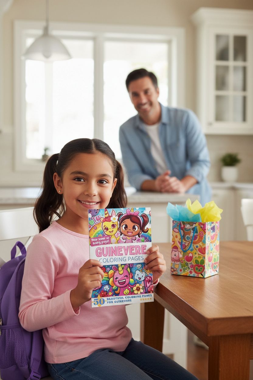 Guinevere coloring book in use