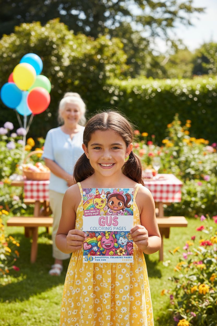 Gus coloring book in use