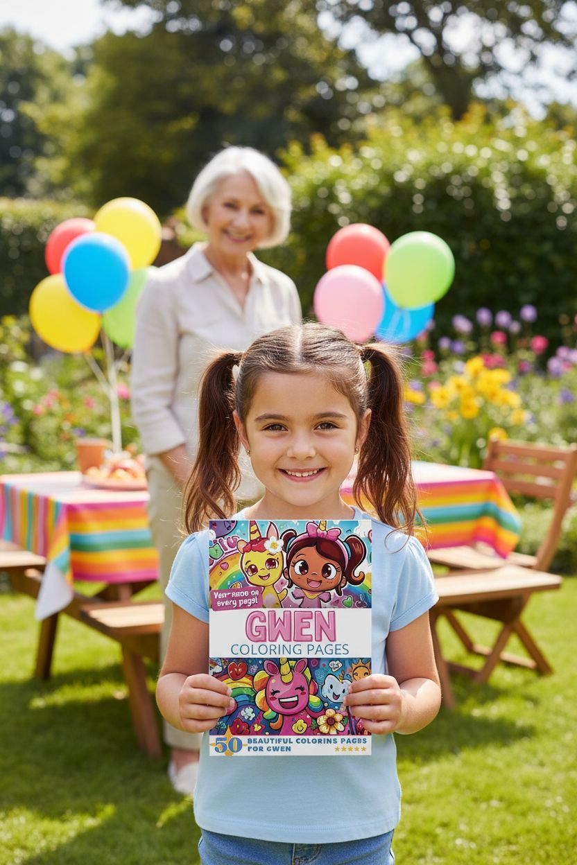 Gwen coloring book in use