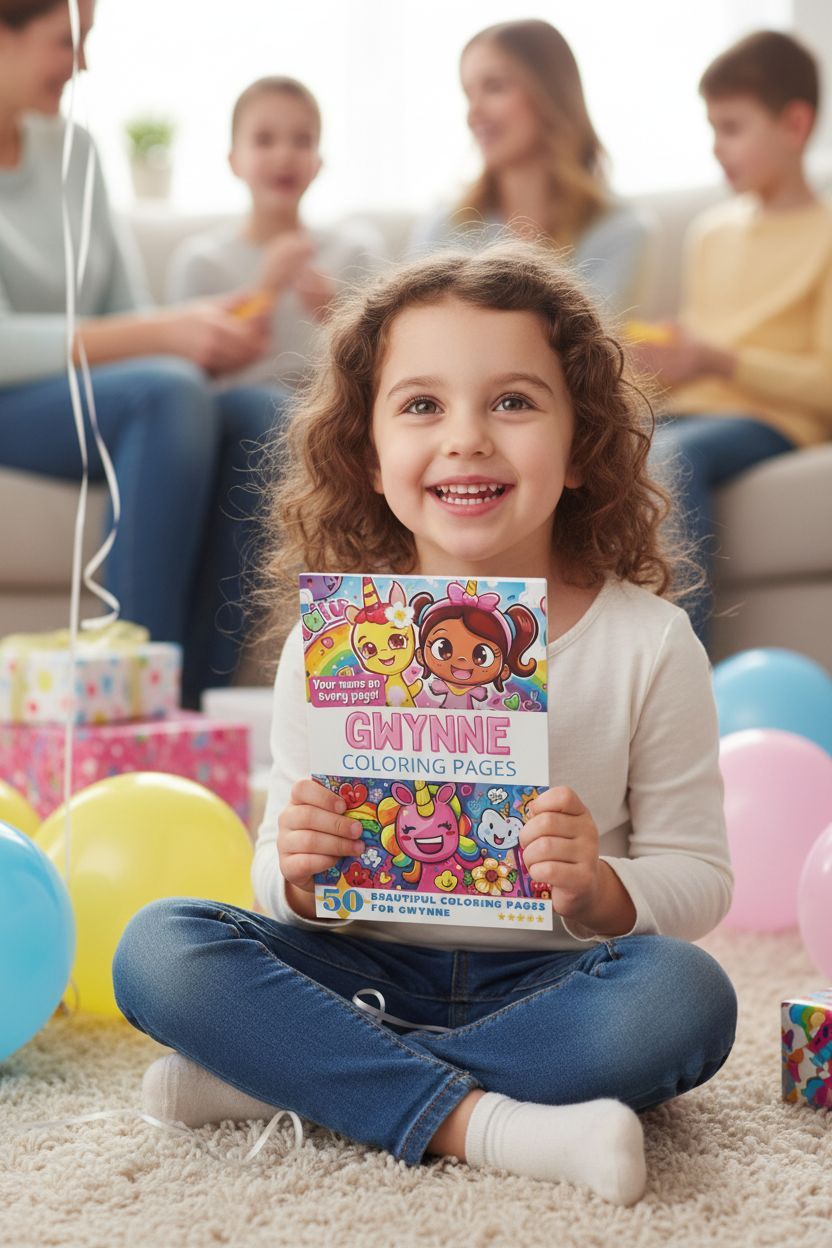 Gwynne coloring book in use