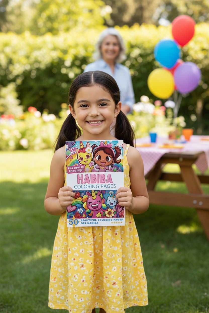 Habiba coloring book in use