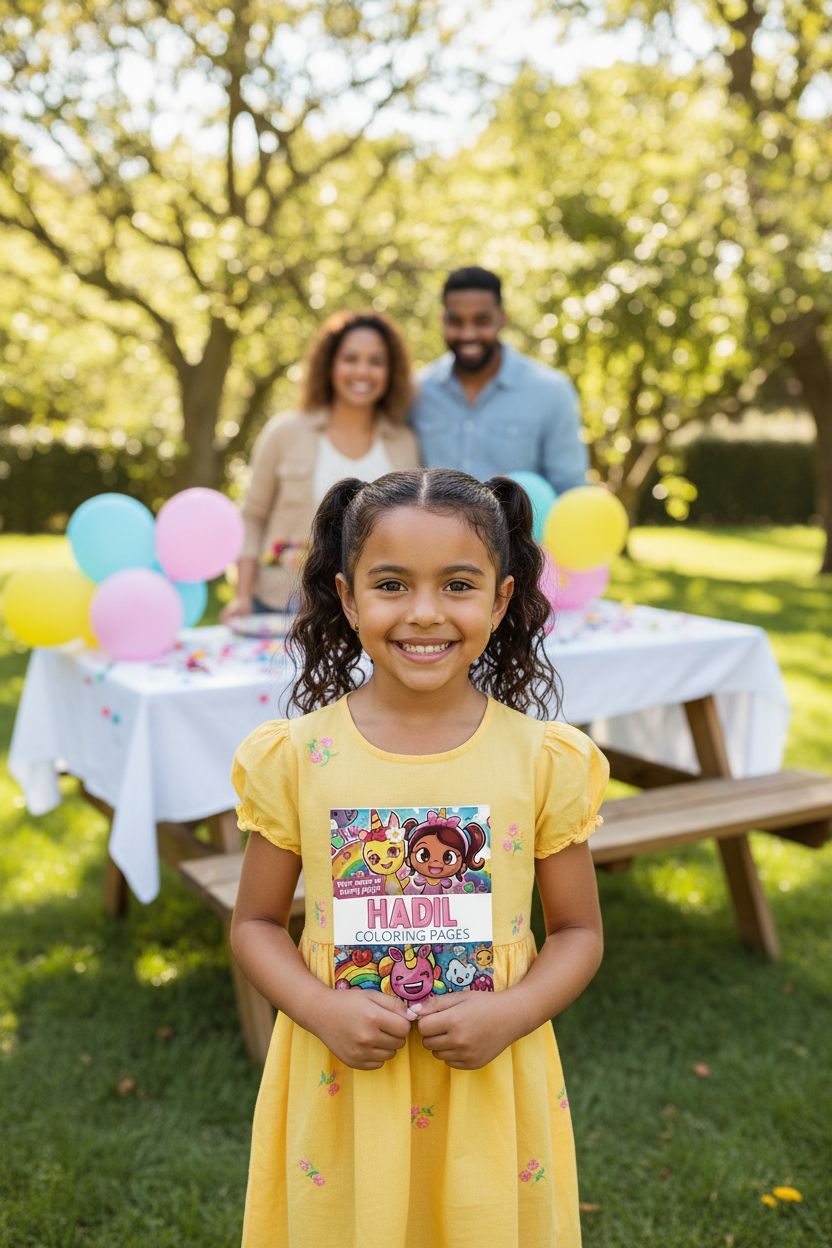 Hadil coloring book in use
