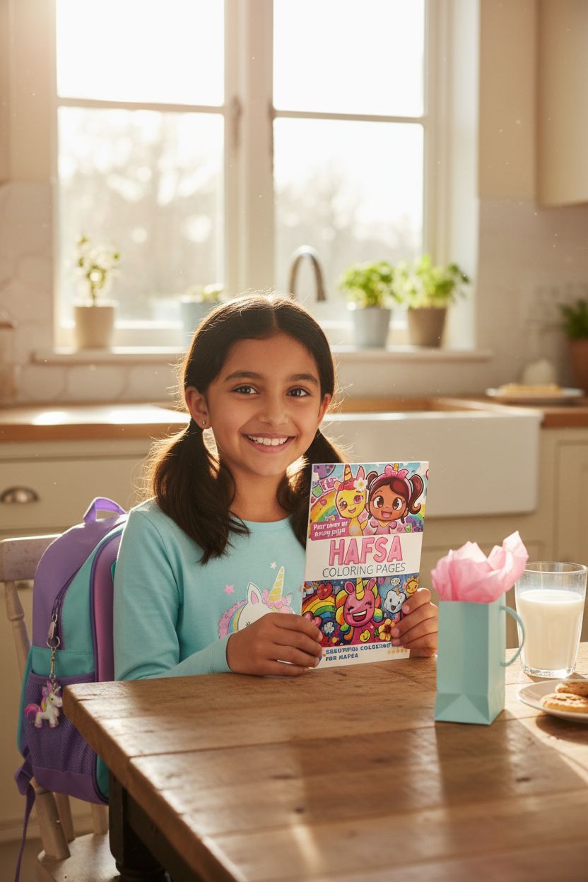 Hafsa coloring book in use