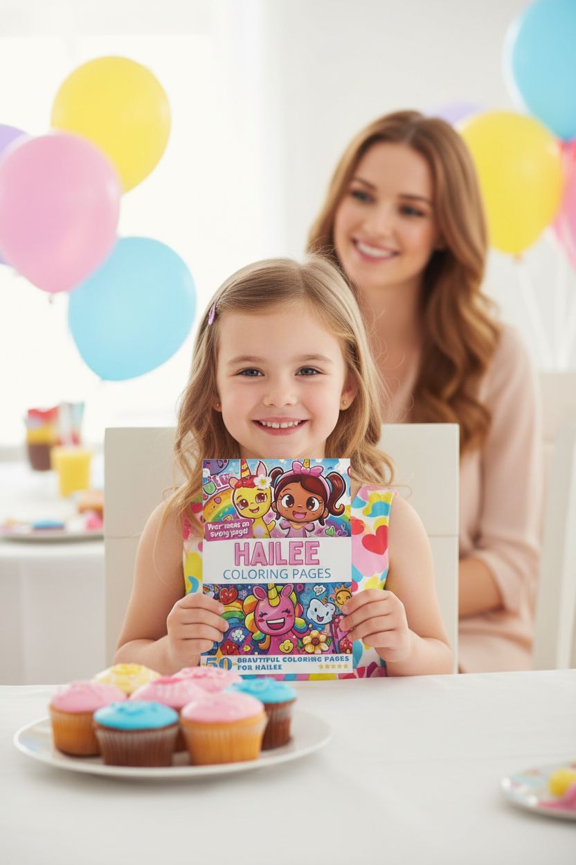 Hailee coloring book in use