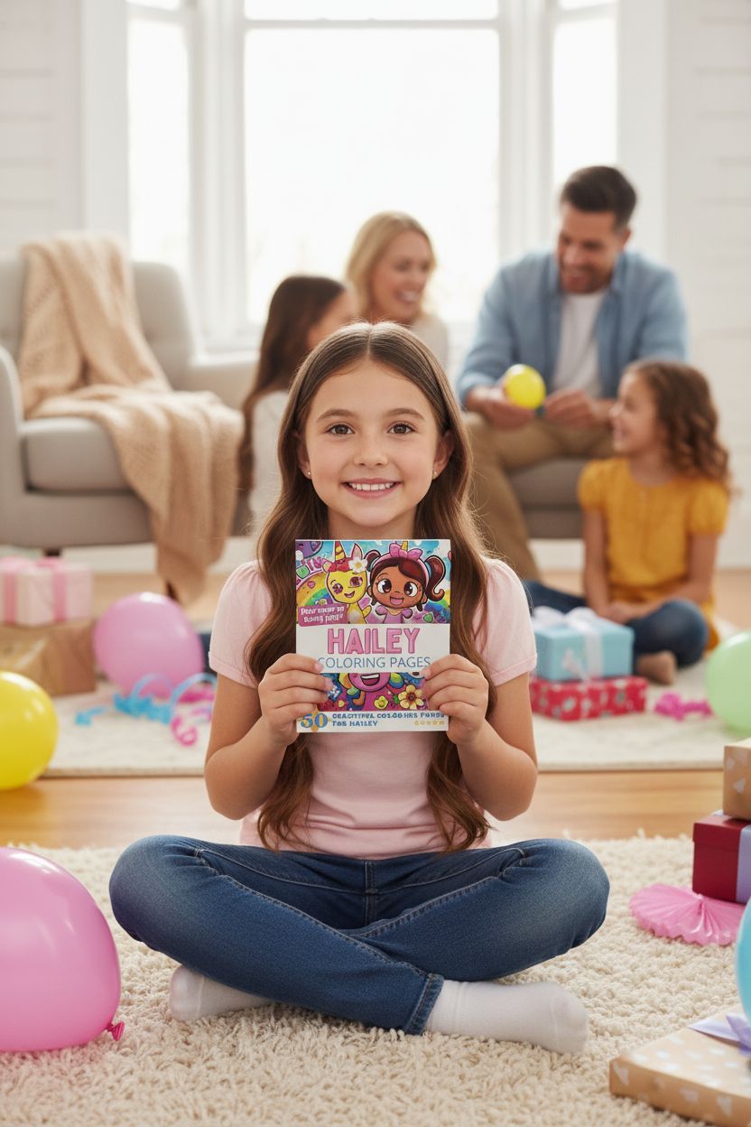 Hailey coloring book in use