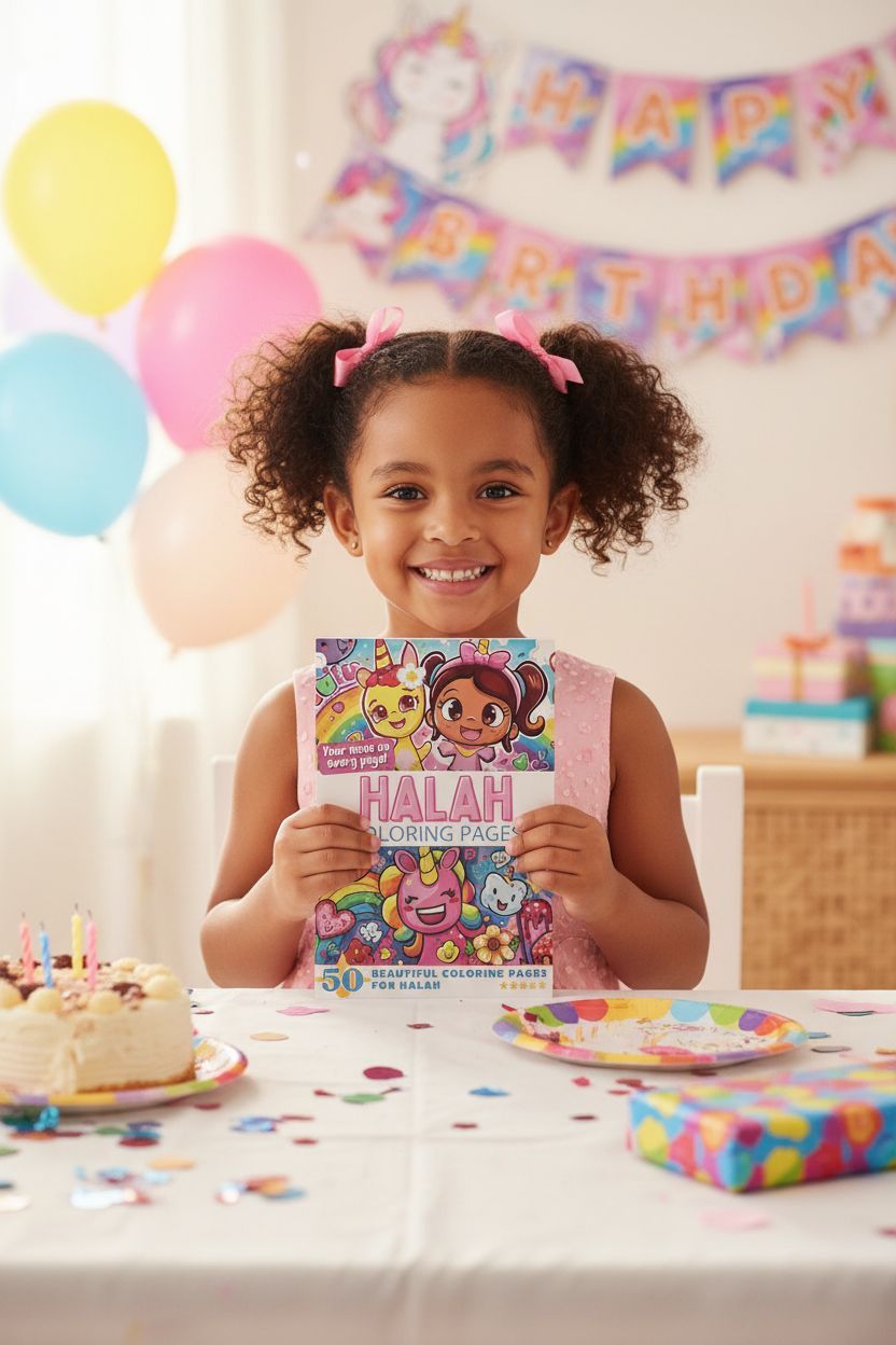 Halah coloring book in use