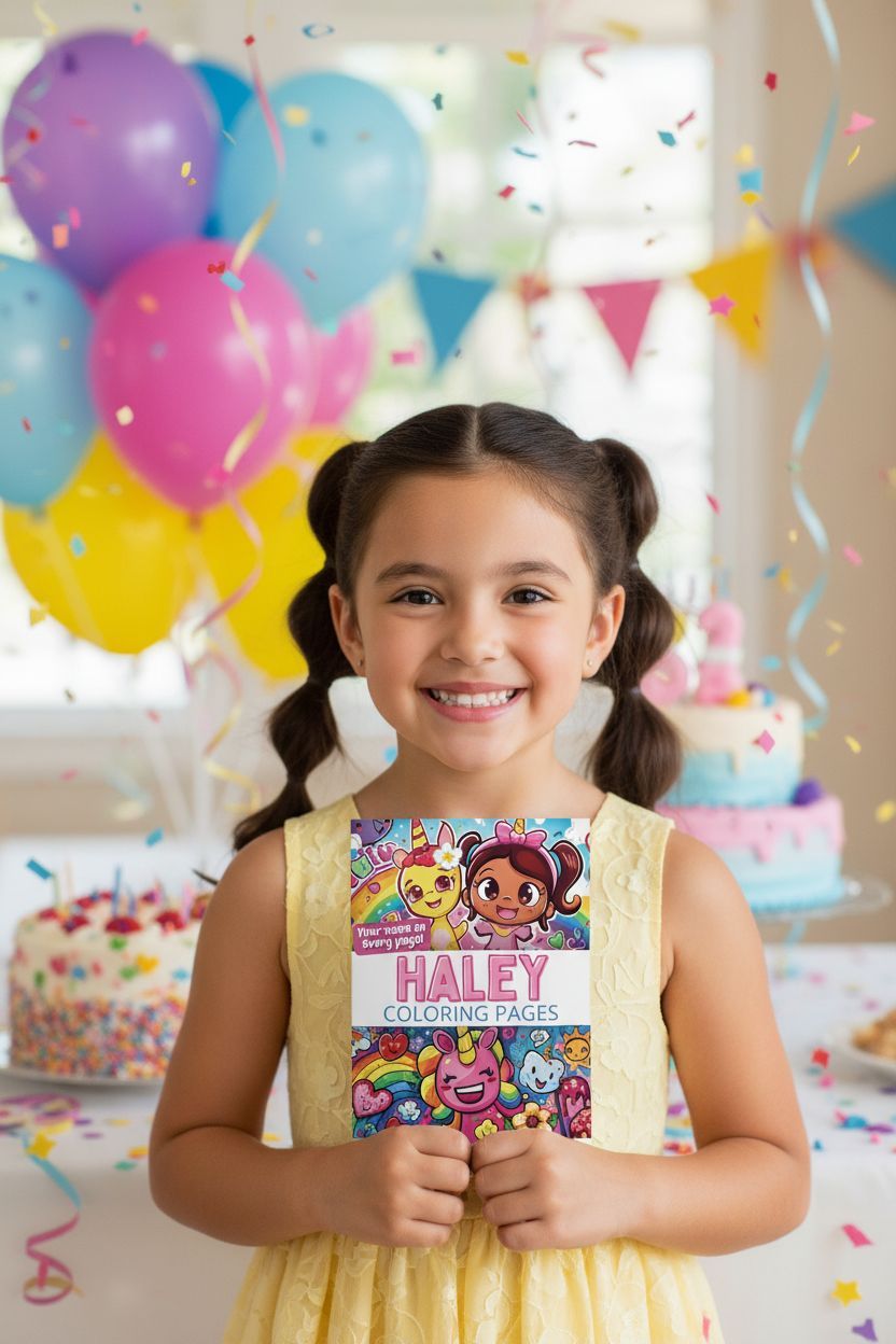 Haley coloring book in use