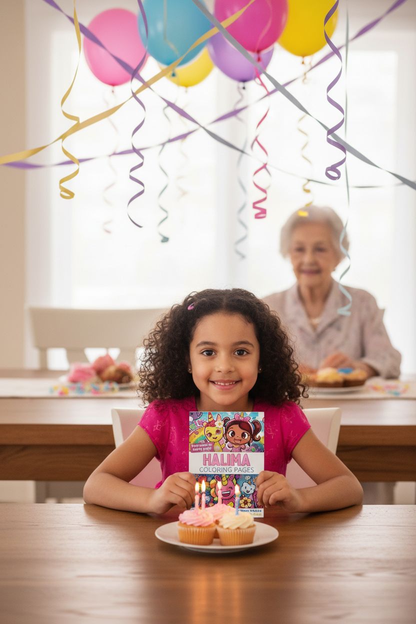 Halima coloring book in use