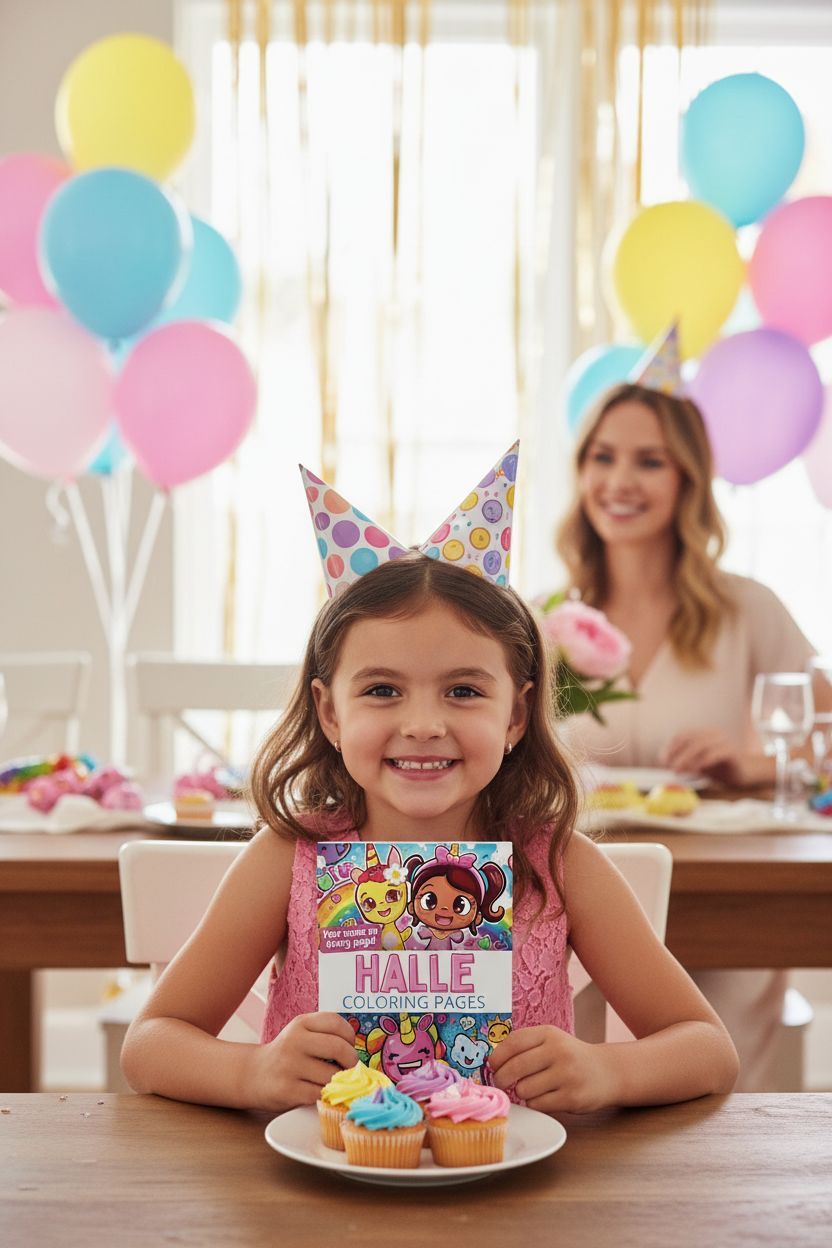 Halle coloring book in use
